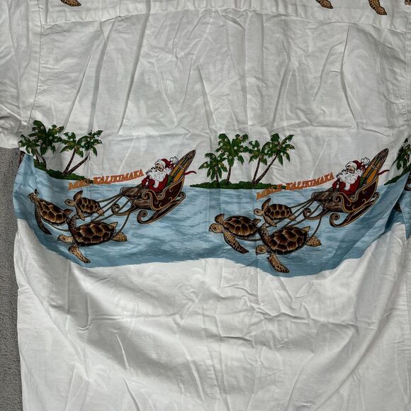 Pacific Legend Hawaiian Shirt Santa Sea Turtle Print Men’s Size XL White - Picture 11 of 11